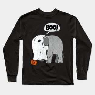 Funny Halloween Elephant Ghost Costume Cute Boo Jack O Lantern Long Sleeve T-Shirt